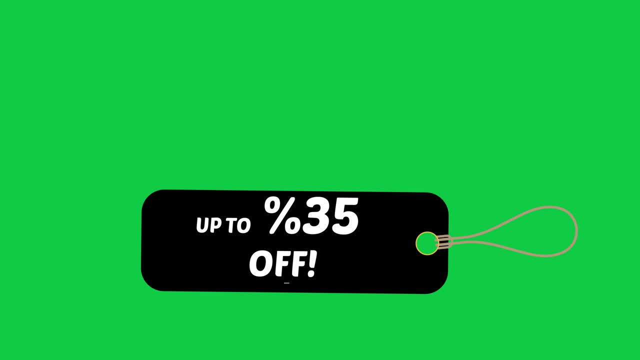 Up to off %35 - Moving discount rates on black label - Percent 35 - Shopping icons set - Sale tag - Number %35 - Black sale tag spinning on green background - %35 Sale - Waving discount label - Discount shopping sign