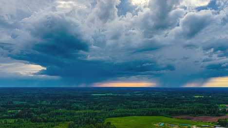 dramatic sky above lush fields captured in dynamic hyperlapse motion