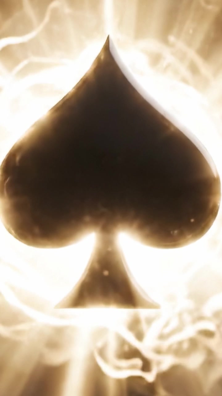 A Striking Contrast of Light and Shadow: A Glorious Black Spade Symbol Illuminated Against a Dramatic Background of Smoke and Radiance