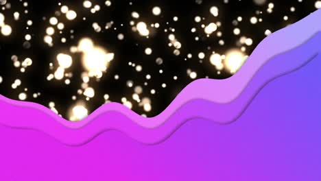 Animation-Von-Violetten-Wellen-über-Funkelnden-Weißen-Lichtern,-Die-Sich-Auf-Schwarzem-Hintergrund-Bewegen