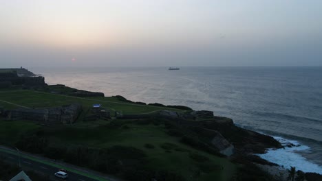 hazy sunset over old san juan puerto rico