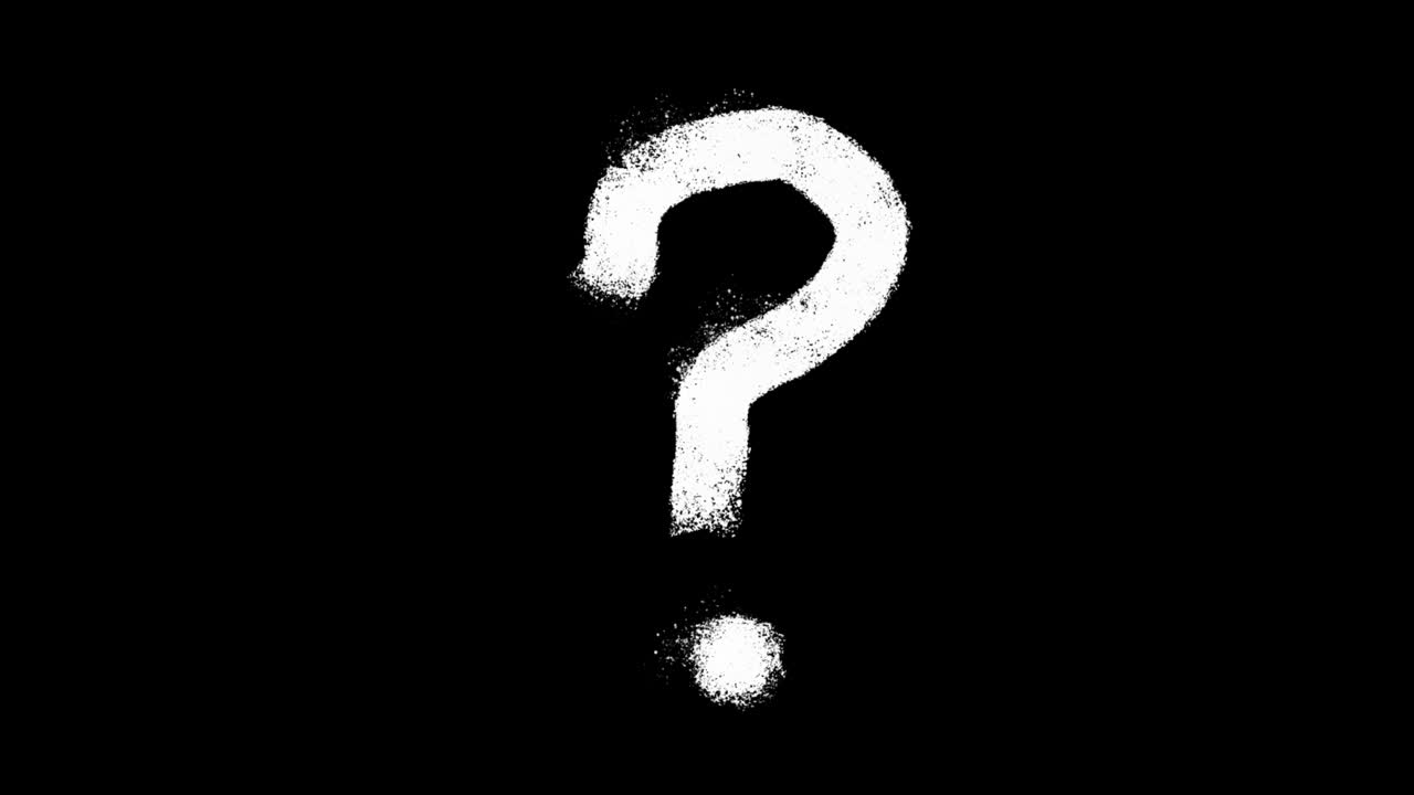 Pulsating White Question Mark on Black Background