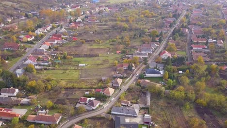 aerial drone shot of blocks of flats in a sub-urban area near budapest, hungary