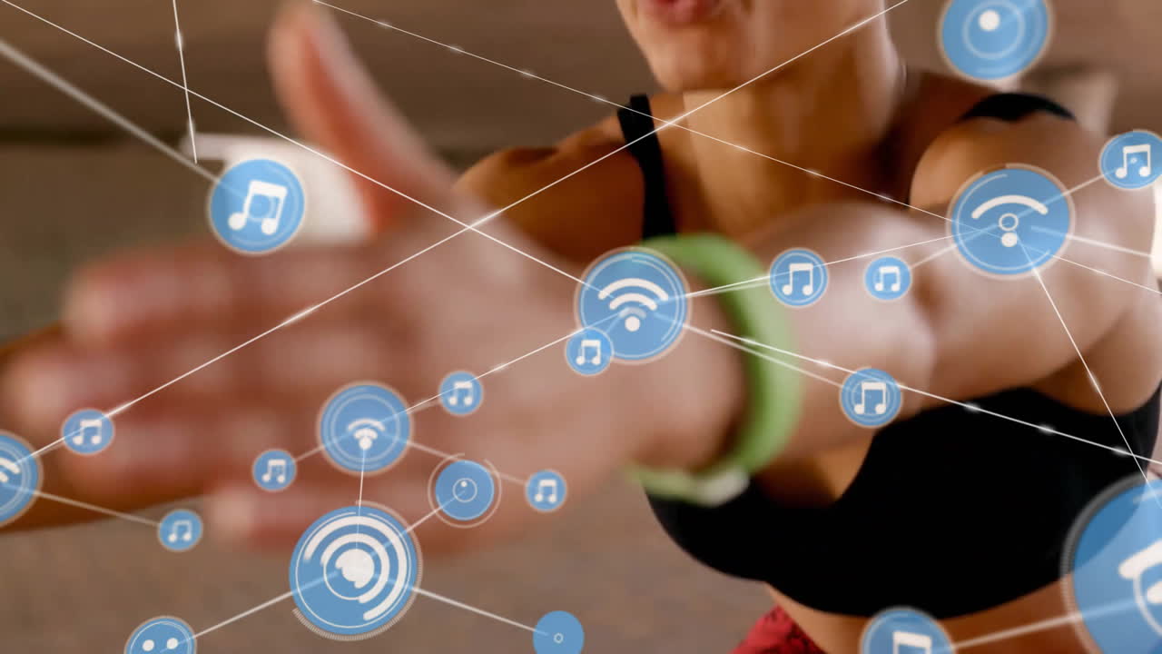 animación de la red de conexiones con iconos sobre mujeres biraciales que ejercen