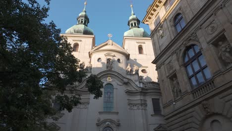 the church of st gallen in prague, czechia, showcasing its historic architecture and urban surroundings