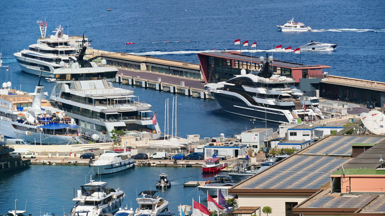 View of boats docked in the Monaco Marina