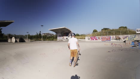 Senior-Thrill-Seeker:-Old-White-Male-Enjoying-Surf-Skateboarding-in-Germany