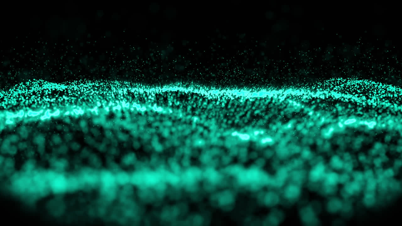 Animation of green glowing mesh moving on black background