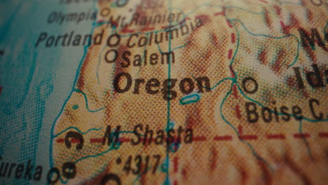 close-up of oregon on a world map
