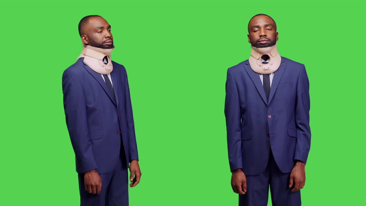 Homem usando colar cervical