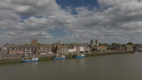 Fluss-Great-Ouse-King&#39;s-Lynn-Quay-Boote-Luftaufnahme