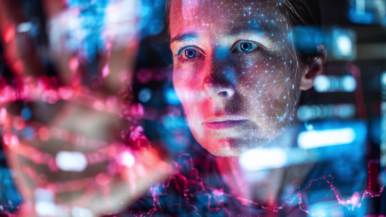 A Futuristic Interaction: Exploring Advanced Technology and Data Visualization Through a Focused Gaze, Merging Human Intellect with Digital Interfaces in a Dynamic Environment