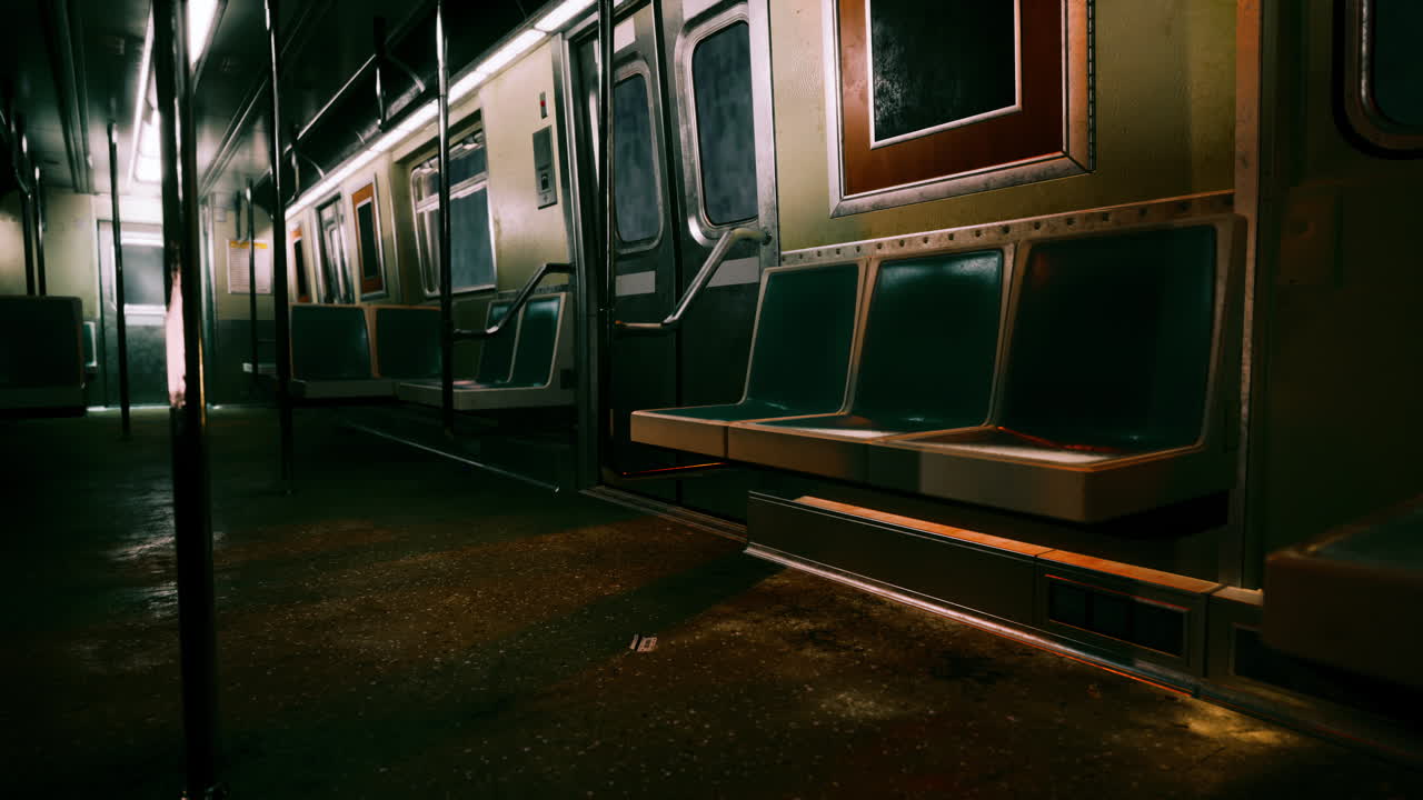 interior vacío del vagón del metro
