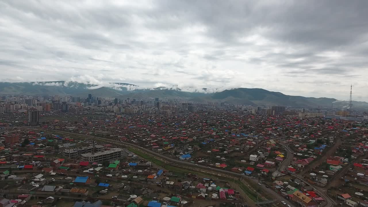Free stock video - Aerial drone shot from top view dozen of yurts poor ...