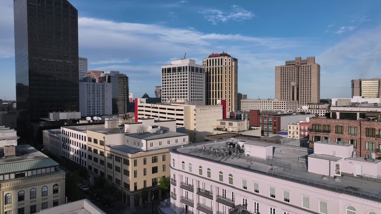 Aerial view of downtown New Orleans near the Piazza d'Italia