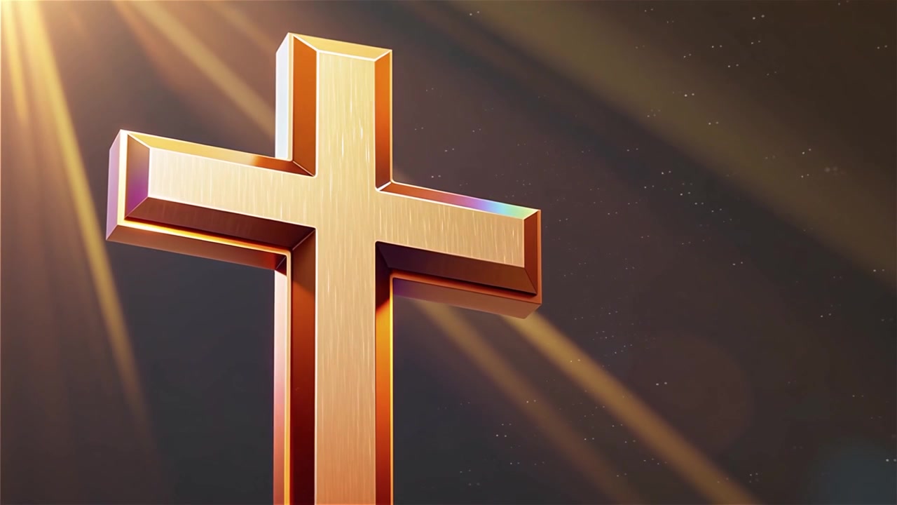 Croce Cristiana Luce Celestiale Sfondo per il Culto.