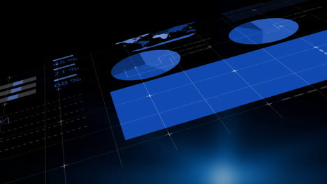animación del procesamiento de datos en fondo azul