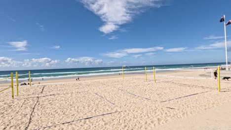 empty beach volleyball court with ocean view