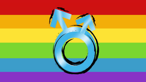 animación de símbolos masculinos sobre un fondo de colores