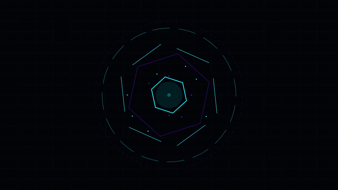 Abstrakte digitale hexagonale HUD-Schnittstellenanimation