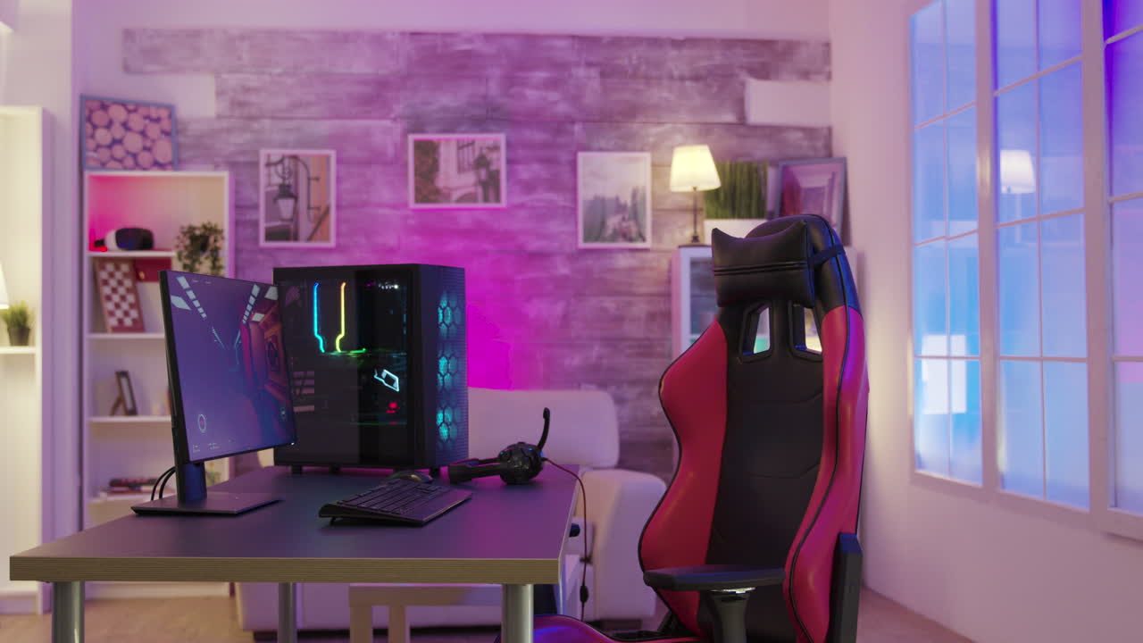 Gaming Setup with PC, Gaming Chair and Accessories