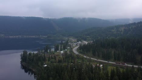 drone captures the serene beauty of mcleese lake in british columbia