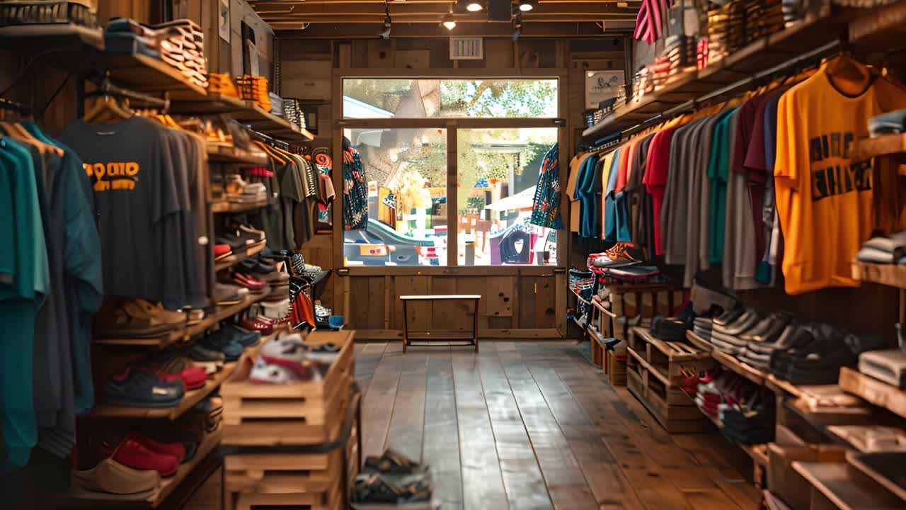 Interior of a Rustic Clothing and Shoe Store
