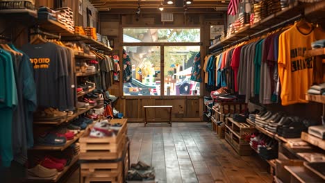 interior of a rustic clothing and shoe store
