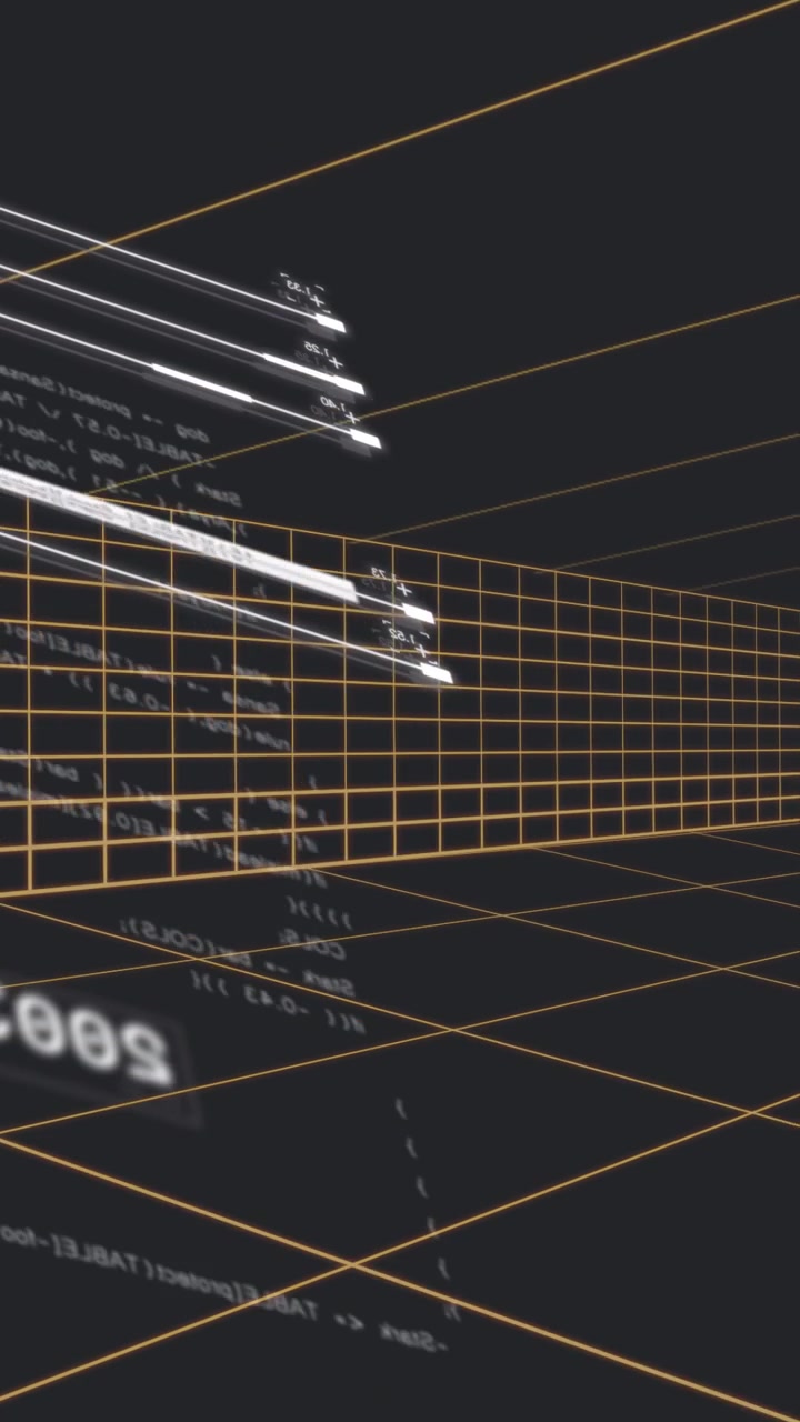 Vertical video: On spawn panels, light bars sliding splitting while cam panning exposing data grid