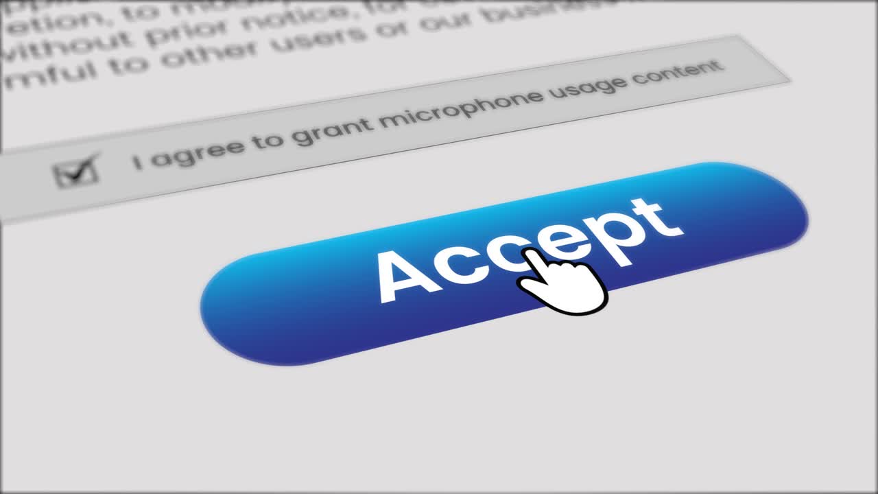 Mouse Cursor Clicks Accept Button for Microphone Usage Agreement