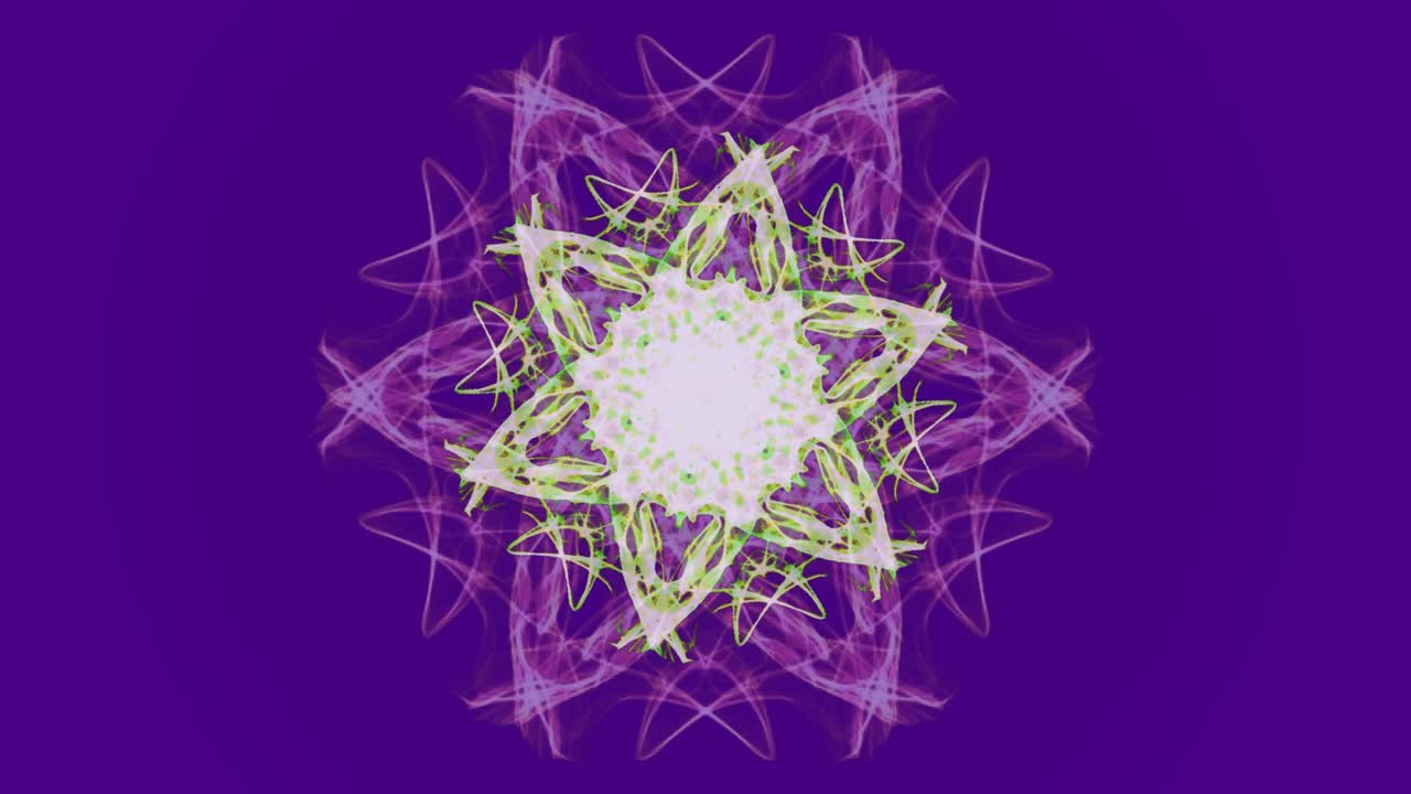 mandala fractal en vivo en diseño de acuarela en fondo ultravioleta. animación decorativa. fondo de video abstracto