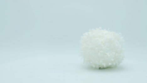 christmas white fluffy ball rotating on white background.