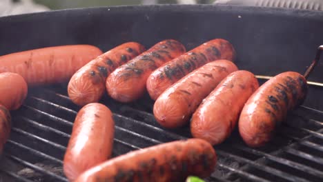 grilled hot dogs and vegetables