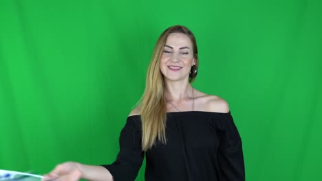 young blonde woman waving israel flag in front of greece flag green screen, chroma key background - israel flag stock video clip footage