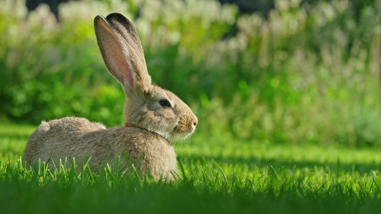 conejo en un jardín cubierto de hierba