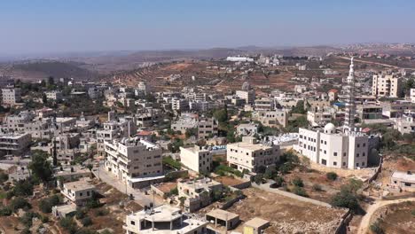 aerial view over mosque in palestine town biddu,near jerusalem