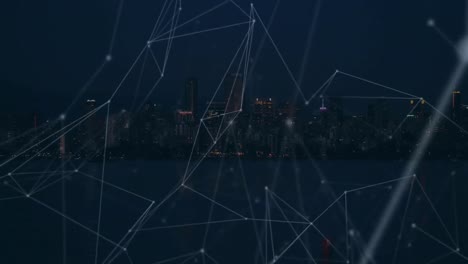 Animation-of-network-of-connections-over-cityscape