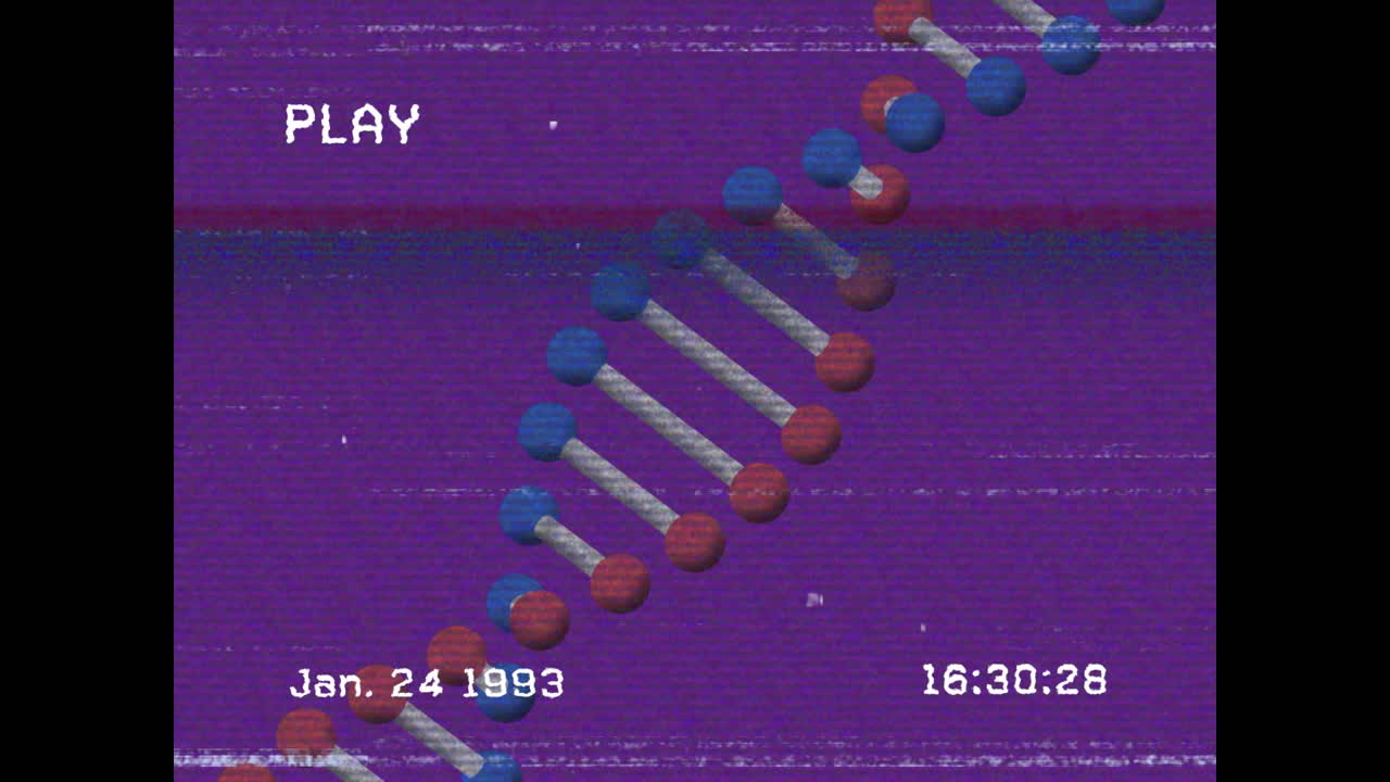 dna 가닥의 애니메이션 스크린에 노이즈가 있습니다.