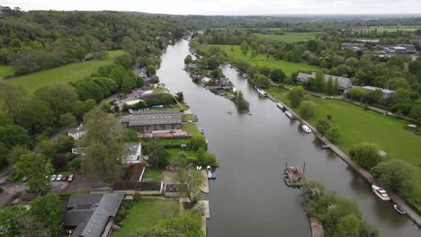 Rod-Eyot-island-River-Thames-Oxfordshire-UK-Aerial-footage
