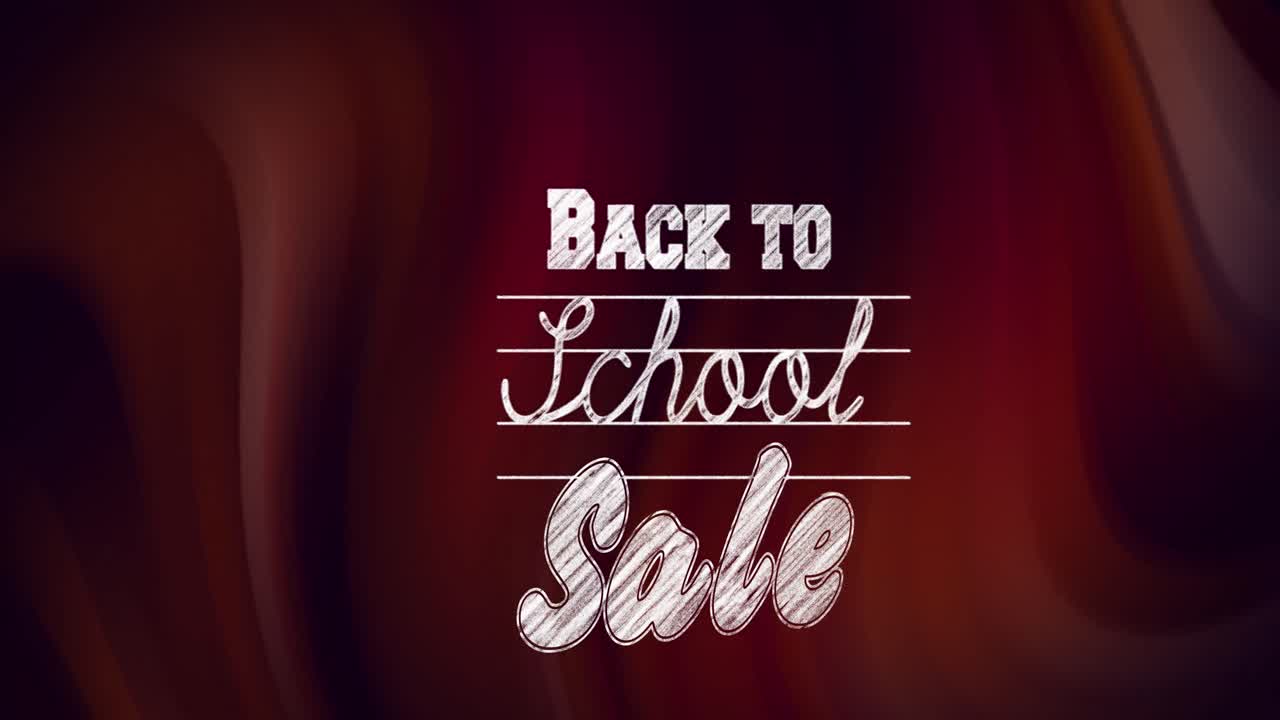 갈색과 검은색 배경 위에 학교에 돌아가는 판매의 애니메이션