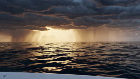 dramatic sunset over a stormy ocean