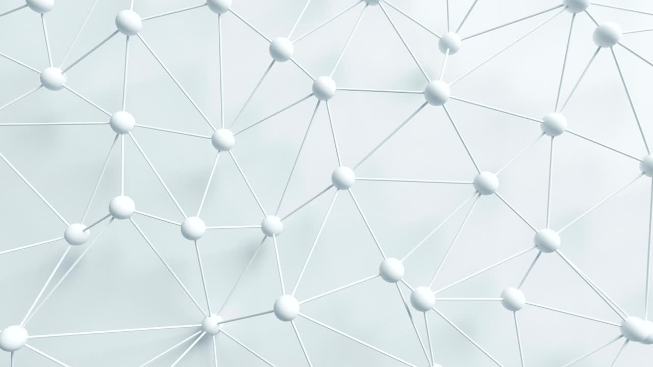 Beautiful White Network Grid with Lines and Spheres Morphing in Endless 3d Animation. Abstract Motion Design Background. Computer Generated Process. 4k Ultra HD 3840x2160.