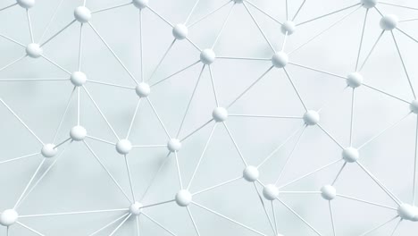 hermosa cuadrícula de red blanca con líneas y esferas transformándose en interminable animación 3d. fondo de diseño de movimiento abstracto. proceso generado por computadora. 4k ultra hd 3840x2160.