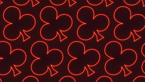 Neon-red-clubs-pattern-on-dark-black-space