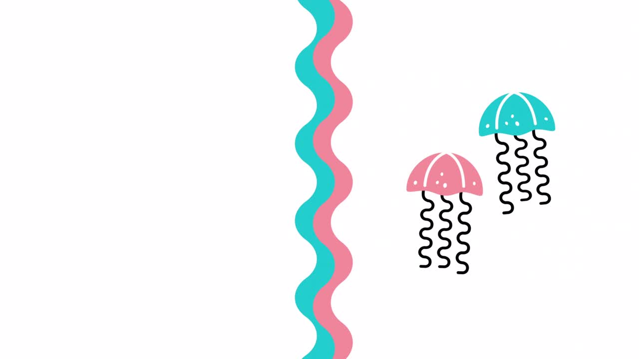 video en 4k de dibujos animados de dos medusas en el agua.
