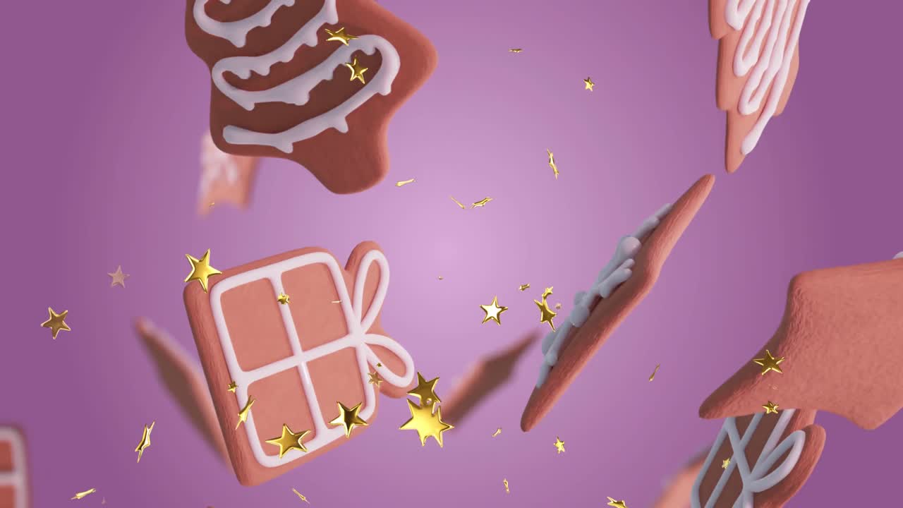 animación de estrellas sobre el pan de jengibre.