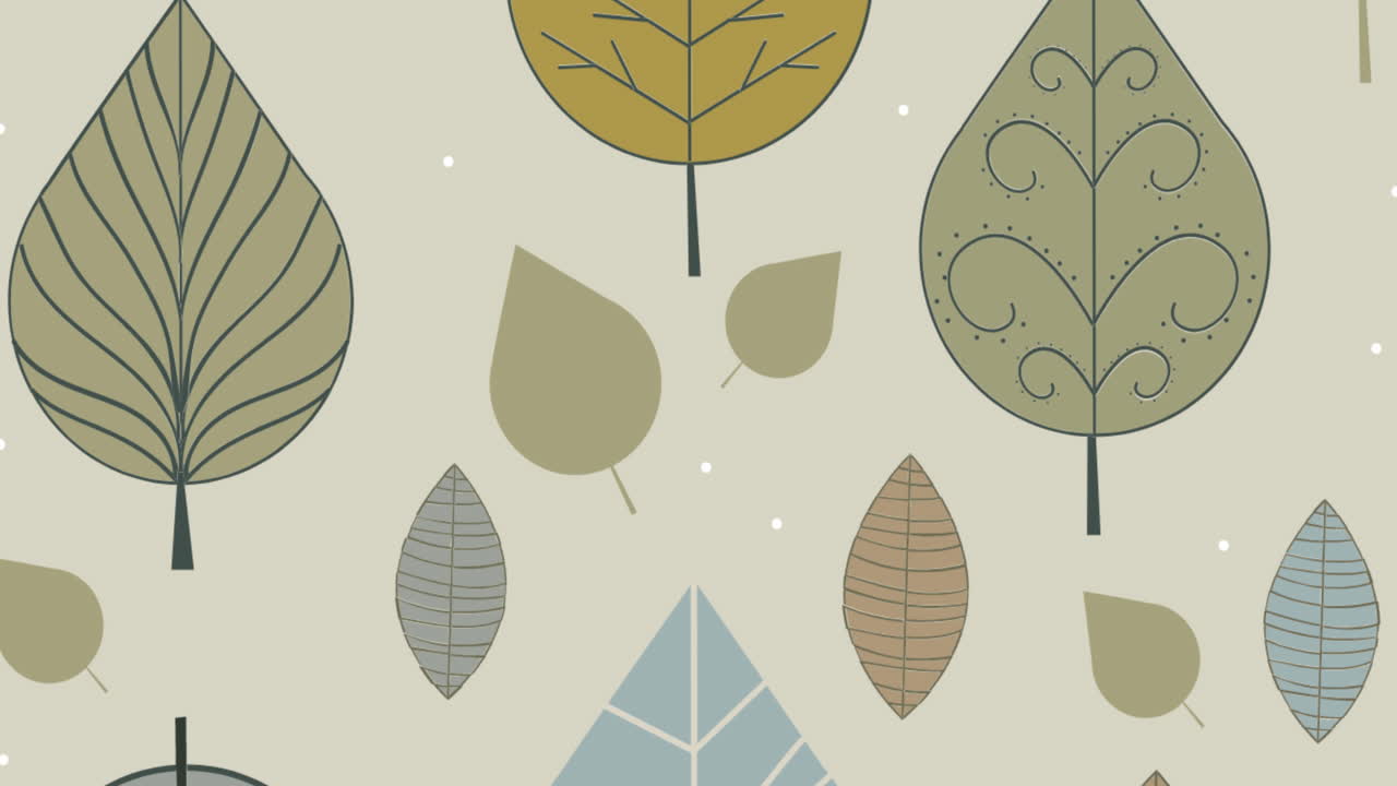 animación de hojas coloridas sobre un fondo beige