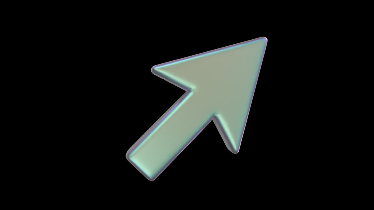 Animated 3D Iridescent Mouse Cursor Icon on Black Background