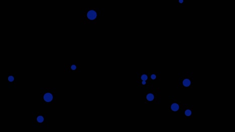 animación digital de pequeños círculos azules que representan burbujas, moviéndose en el espacio, aislado en fondo negro