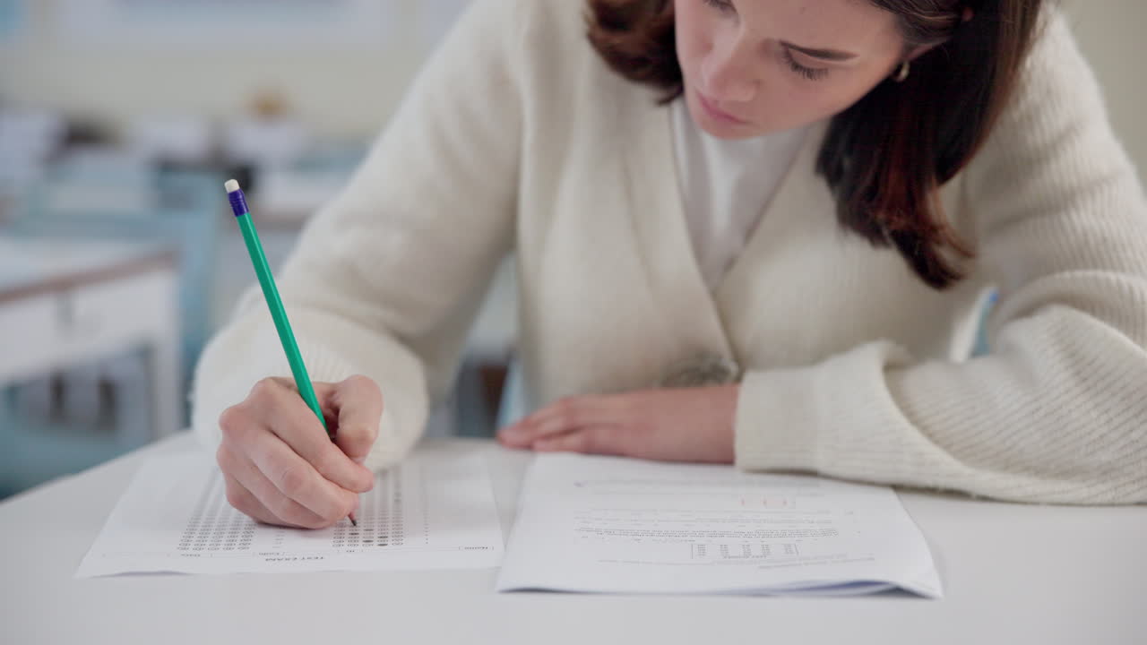 A student is taking a test